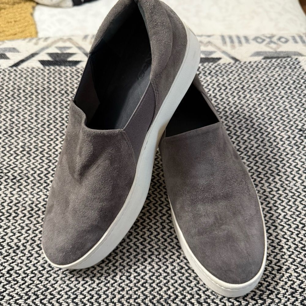 Vince Gray Suede Women's Slip-on Platform Sneakers